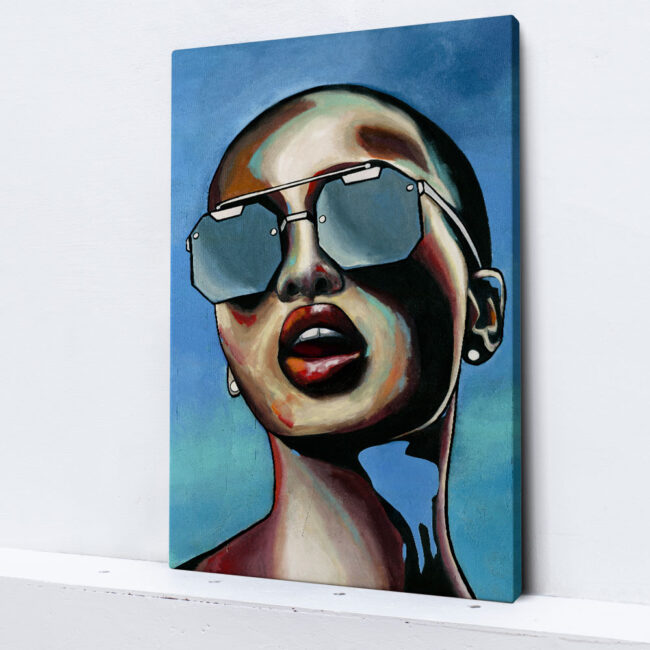 painting of a girl with sunglasses