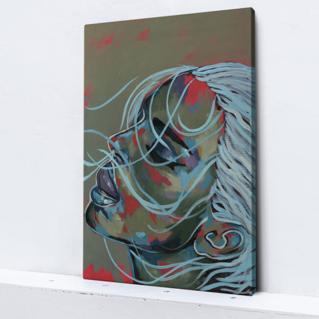 abstract girl artwork blue