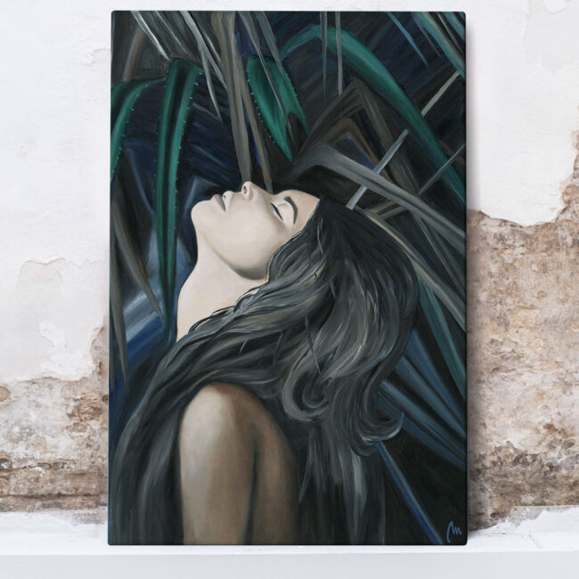 painting of wild girl in nature