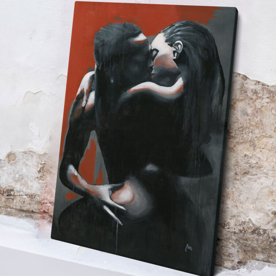 erotic artwork of couple, painting of black couple