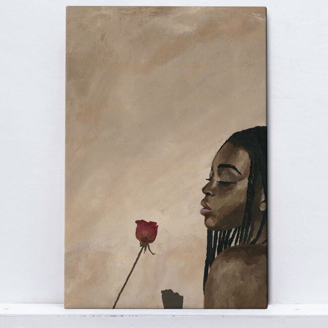 artwork black girl with rose
