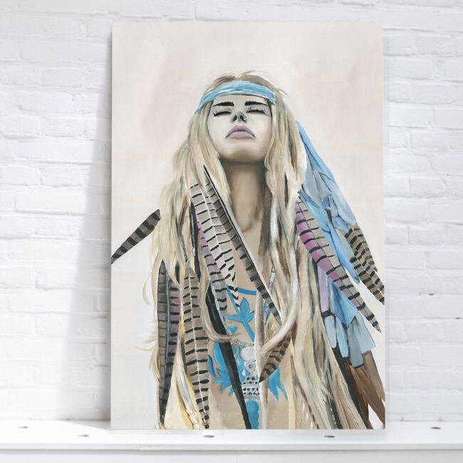 wild woman wall art, painting of spiritual woman