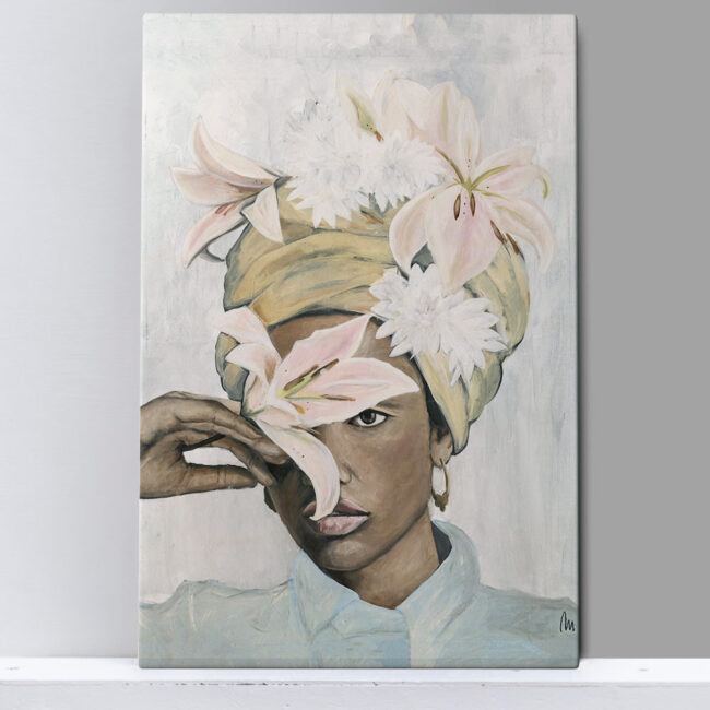 portrait of African woman with flowers